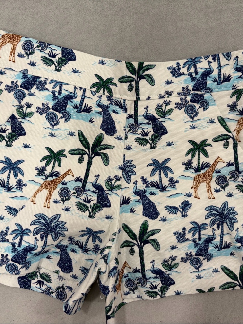 Janie & Jack Tropical Animal Print Shorts - Cream Base w/ Blue & Green Motif NWT